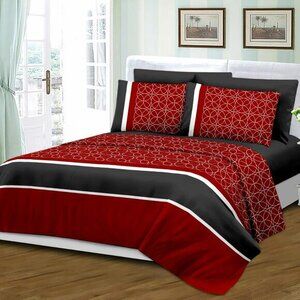 Royal Bambo Duvet Cover Set 6 pc Set Red and Black Stripes